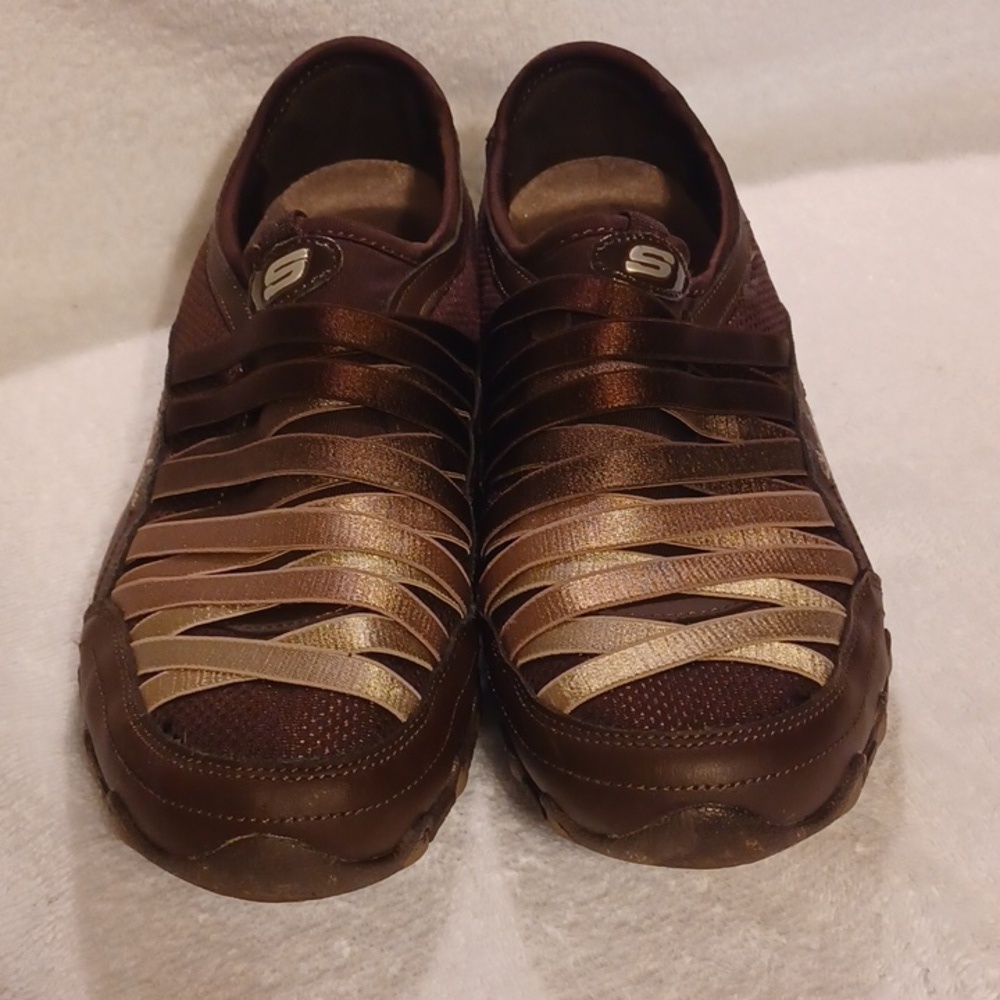 Skechers women's size 9.5 brown leather and textile - Picture 2 of 6